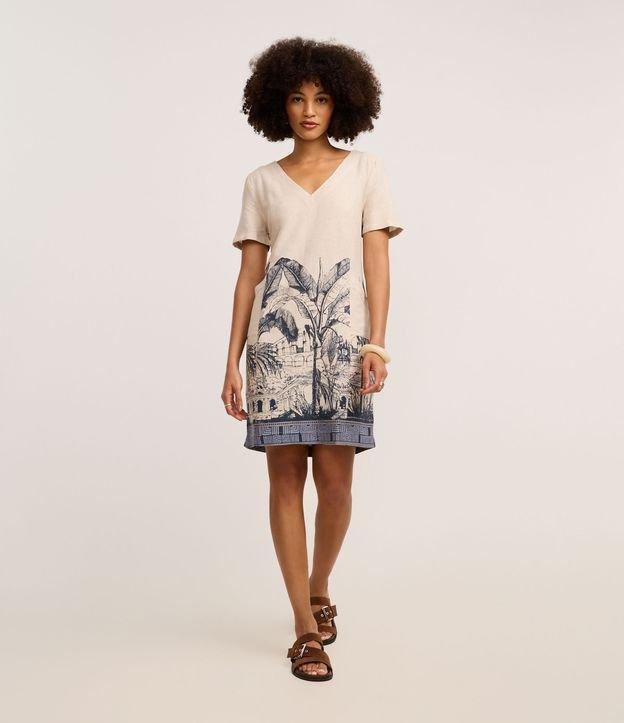 Vestido T-Shirt Curto em Viscolinho com Estampa Arco da Lapa - 2