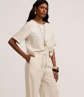 Calça Pantalona em Viscolinho com Cinto Corda - 2