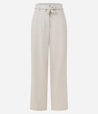 Calça Pantalona em Viscolinho com Cinto Corda