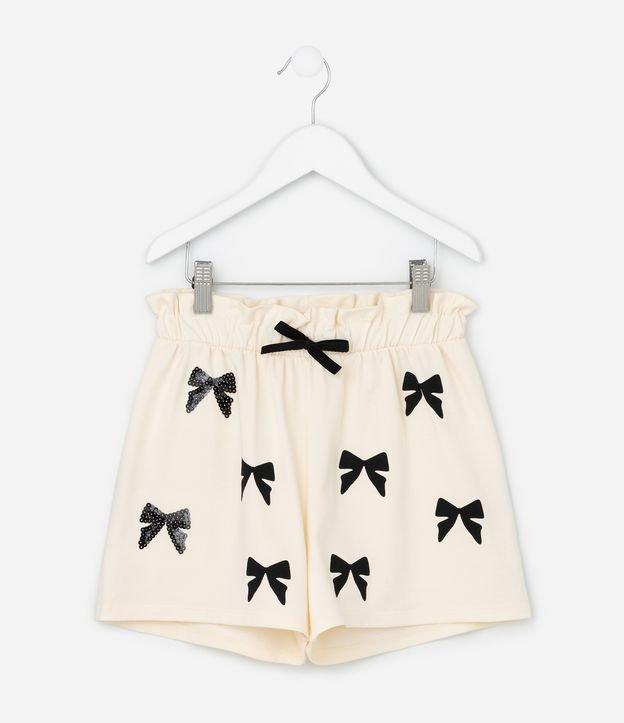 Short Regular Infantil com Estampa de Laços e Paetê - Tam 5 a 14 Anos - 1
