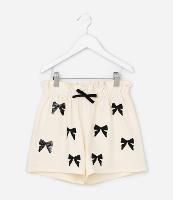 Short Regular Infantil com Estampa de Laços e Paetê - Tam 5 a 14 Anos - 1