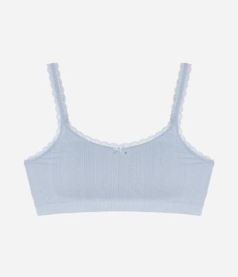 Sutiã Top Seamless Texturizado com Rendinha