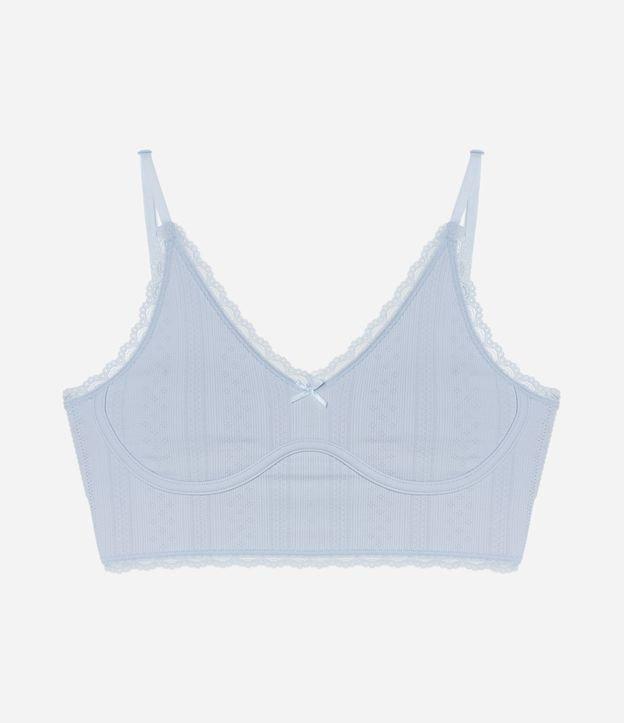 Sutiã Top Seamless Texturizado com Rendinha e Costura Abaixo do Busto - 1