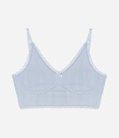 Sutiã Top Seamless Texturizado com Rendinha e Costura Abaixo do Busto - 1