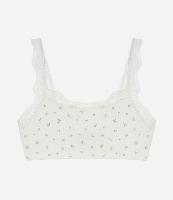 Sutiã Top Seamless Texturizado com Rendinha e Estampa Floral - 1