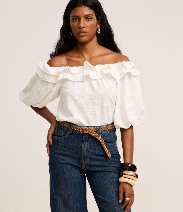 Blusa Texturizada Ombro a Ombro com - 2
