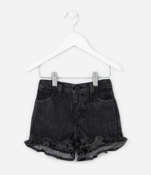 Short Infantil em Jeans com Babadinhos - Tam 1 a 6 Anos - 1