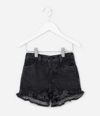 Short Infantil em Jeans com Babadinhos - Tam 1 a 6 Anos