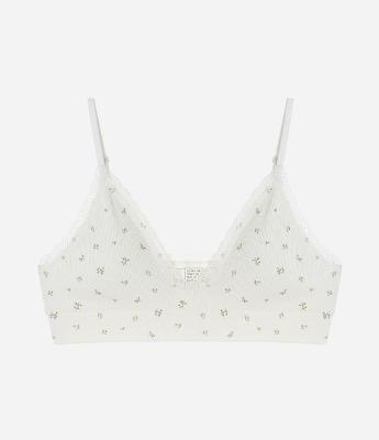 Sutiã Top Seamless Texturizado com Estampa Floral