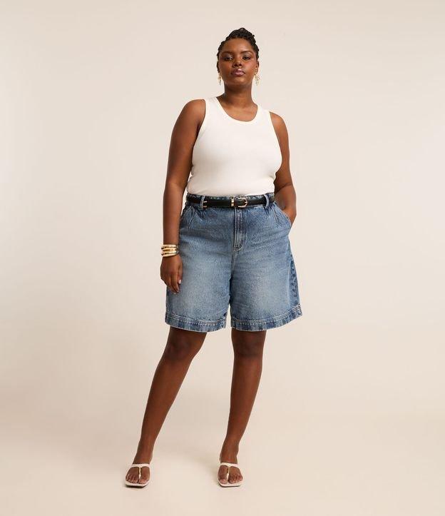Bermuda em Jeans com Pences e Barra Larga Curve & Plus Size - 1