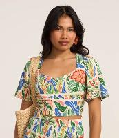 Blusa Cropped em Chalis com Estampa Floral - 2