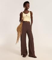 Calça Wide Leg Alfaiatada com Cintura Alta e Zíper Lateral - 2