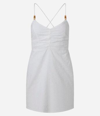 Vestido Curto Alças Finas com Aviamentos e Floral