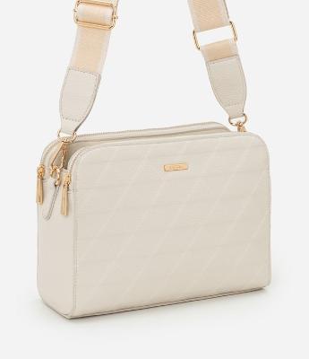 Bolsa Transversal Média com Textura Embossed e Alça de Gorgorão