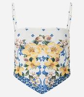 Blusa Curta com Alcinha Ajustável Textura e Estampa Floral - 1