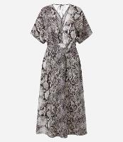 Vestido Evasê Longo em Crepe com Estampa Serpente - 1