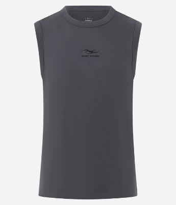 Regata Muscle em Ribana com Estampa Frontal Bordada