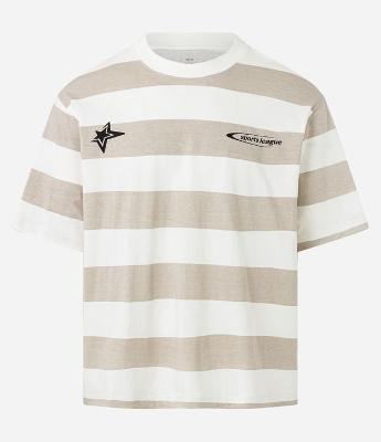 Camiseta Boxy em Algodão com Estampa e Listras