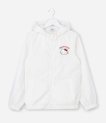 Jaqueta Infantil Quebra Vento com Estampa Hello Kitty - Tam 5 a 14 Anos