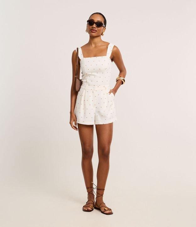 Bermuda Reta Alfaiatada em Piquet com Estampa Poá - 2