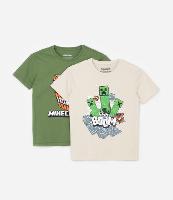 Kit 02 Camisetas Infantis com Estampa Minecraft - Tam 5 a 14 Anos - 1