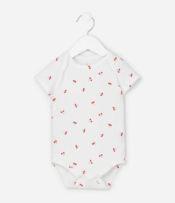 Body Infantil com Estampa de Cereja - Tam RN a 18 Meses