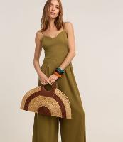 Macacão de Alça em Piquet com Recortes e Pregas - 1