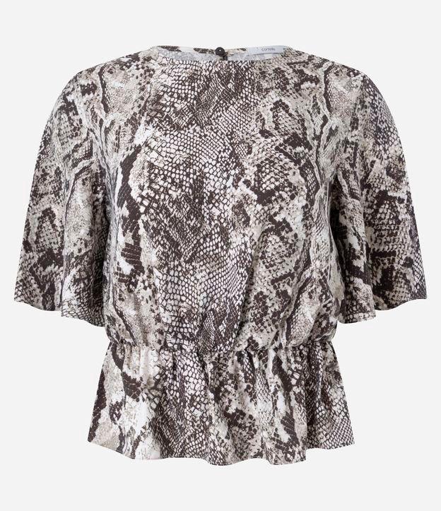 Blusa em Crepe com Cintura Franzida e Estampa Serpente - 1