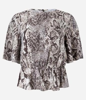Blusa em Crepe com Cintura Franzida e Estampa Serpente