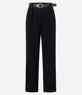 Calça Reta Cintura Alta em Ponto Roma com Cinto