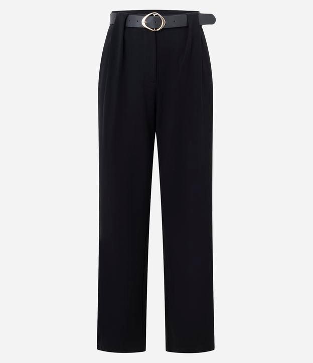 Calça Reta Cintura Alta em Ponto Roma com Cinto - 1