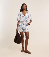 Short em Viscolinho com Elástico no Cós e Estampa Coqueiros - 1