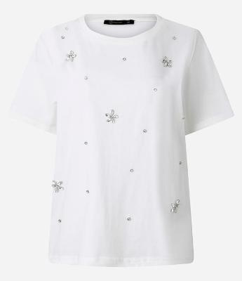 Blusa em Algodão com Flores de Strass
