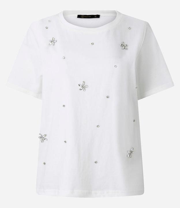 Blusa em Algodão com Flores de Strass - 1