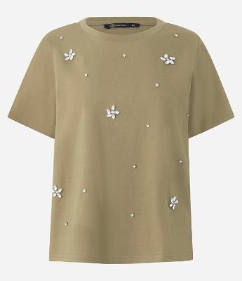 Blusa em Algodão com Flores de Strass