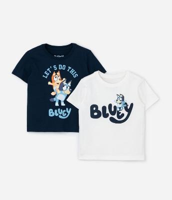 Kit 02 Camisetas Infantis com Estampa Bluey - Tam 2 a 6 Anos
