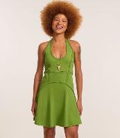 Vestido Evasê Frente Única em Algodão com Recortes Avessos - 1