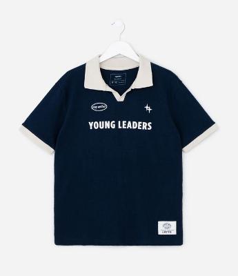 Camiseta Polo Infantil com Lettering - Tam 5 a 14 Anos