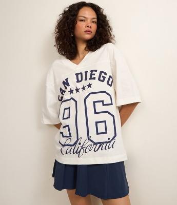 Camiseta Over em Algodão com Estampa Lettering San Diego