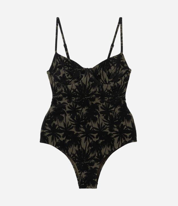 Maiô Meia Taça em Microfibra com Estampa de Folhagem - 1