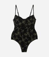 Maiô Meia Taça em Microfibra com Estampa de Folhagem - 1