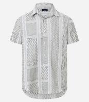 Camisa em Jacquard com Patchwork Geométrico em Tons Neutros - 1