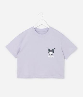 Camiseta Relaxed Infantil com Estampa Moods Kuromi - Tam 6 a 14 Anos