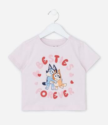 Camiseta Infantil com Estampa Bluey e Bingo Besties - Tam 1 a 6 anos