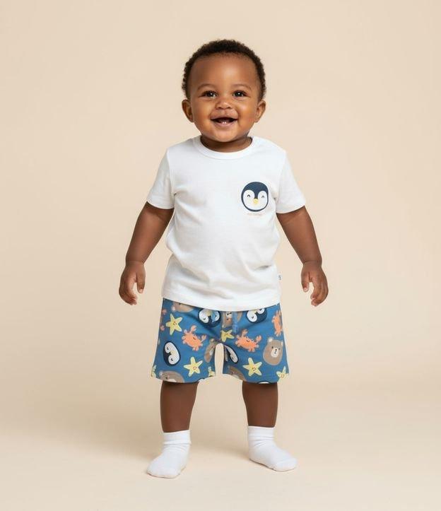 Conjunto Infantil em Microfibra com Estampa de Pinguim - Tam 0 a 18 Meses - 2