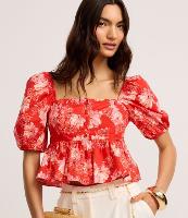 Blusa Peplum Cropped em Tricoline com Estampa Floral - 3