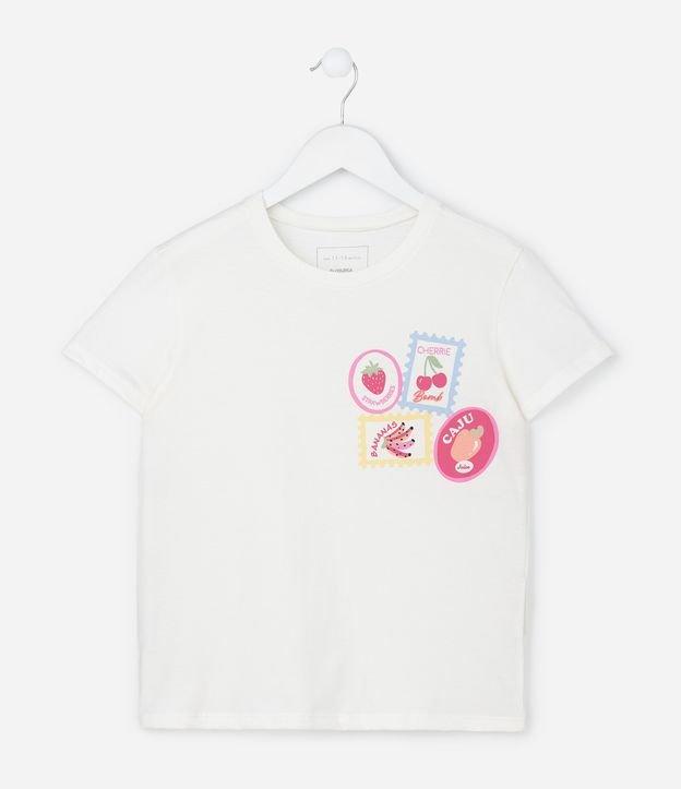 Camiseta Slim Infantil com Estampa de Selos de Frutinhas - Tam 5 a 14 anos - 1