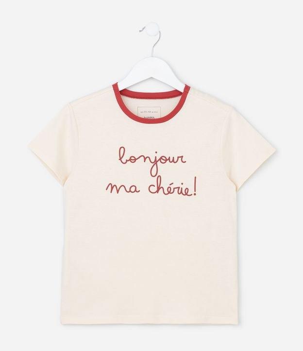 Camiseta Infantil com Lettering Bonjour ma Chérie - Tam 7 a 16 Anos - 1