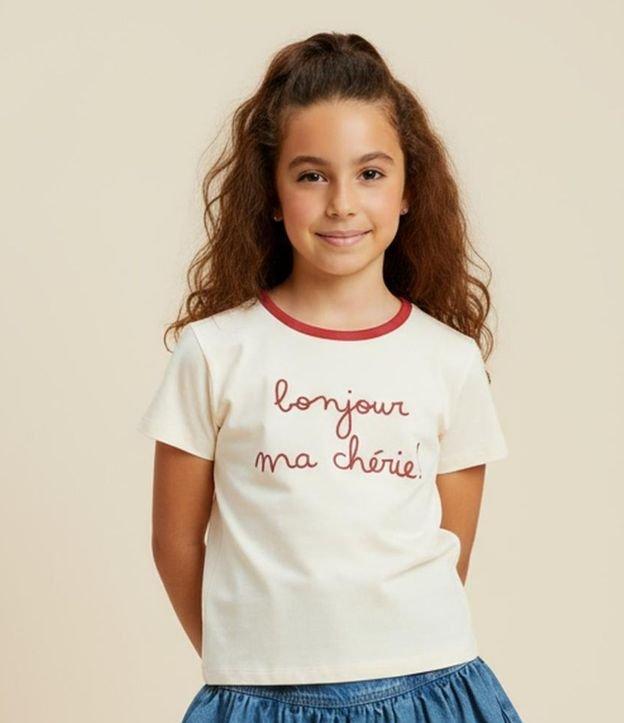 Camiseta Infantil com Lettering Bonjour ma Chérie - Tam 7 a 16 Anos - 2