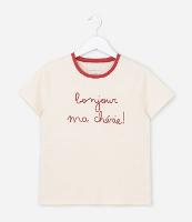 Camiseta Infantil com Lettering Bonjour ma Chérie - Tam 7 a 16 Anos - 1